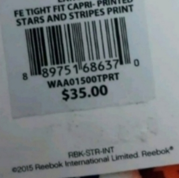 Reebok Capri Yoga Leggings Red White Blue Stars - Picture 7 of 8